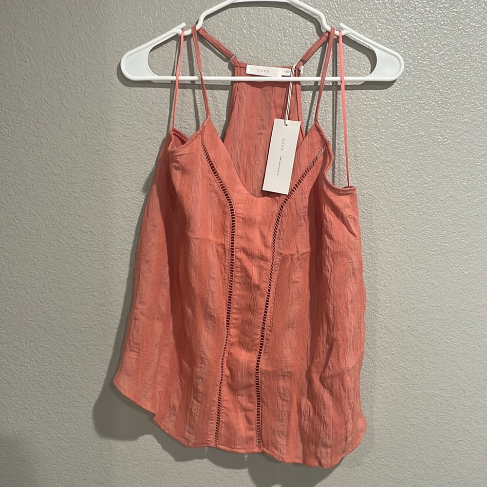 Lush tank top size Small loose fitting, coral color